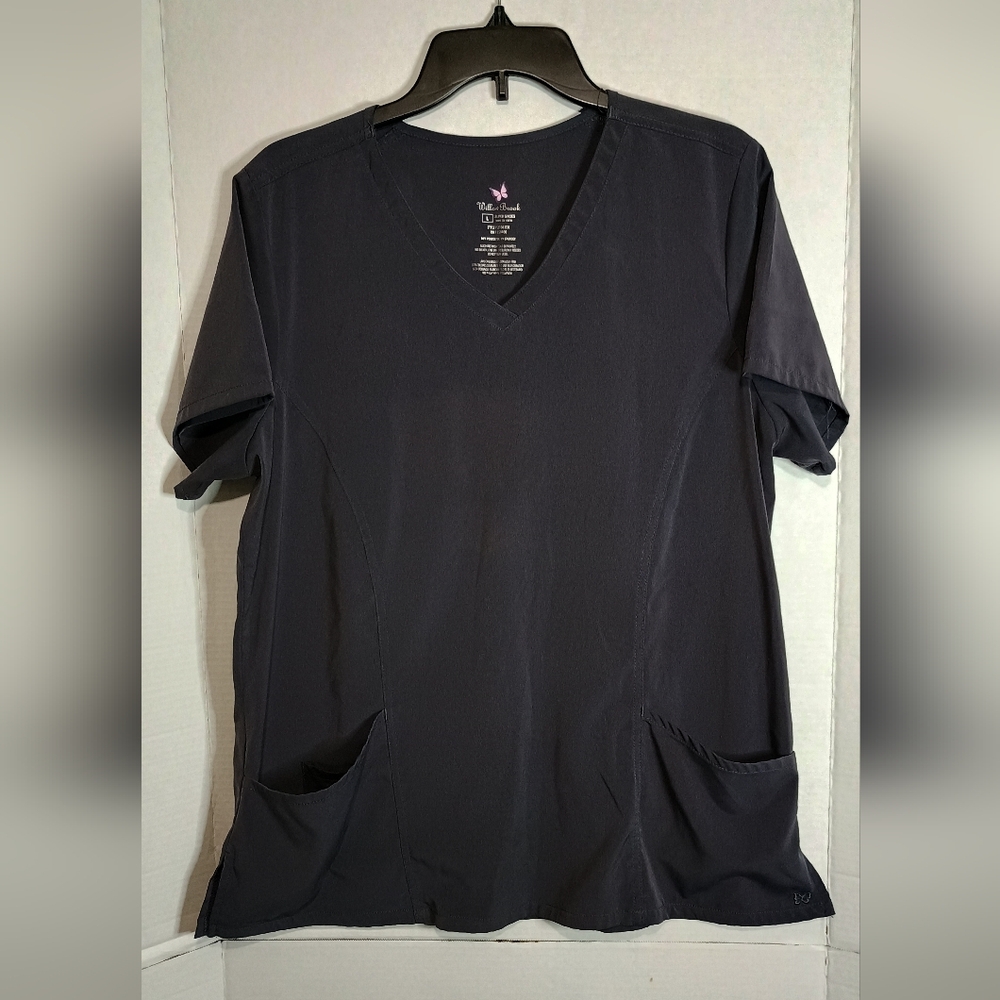 Willow Brook V-Neck Black Scrub Top Size Large